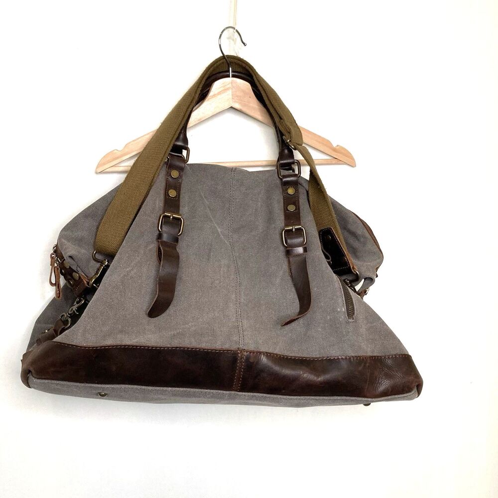 S-ZONE Oversized Canvas Leather Travel/Weekend Duffel Bag Overnight Luggage